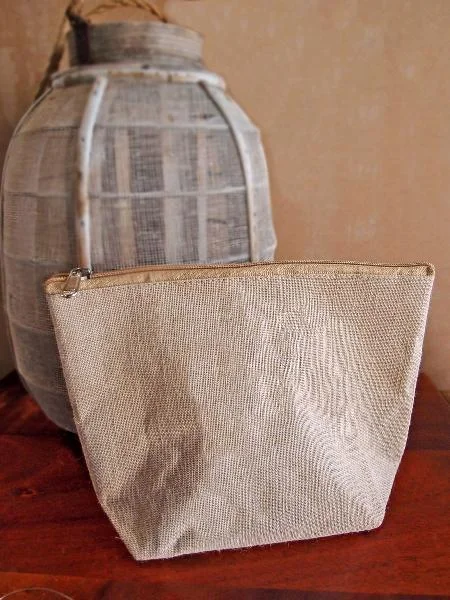 6 ct Eco Friendly Zippered Canvas Pouch Cosmetic Bag Large - By Bundle