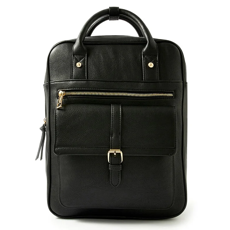 Accessorize London Women's Faux Leather Black Harrie Backpack