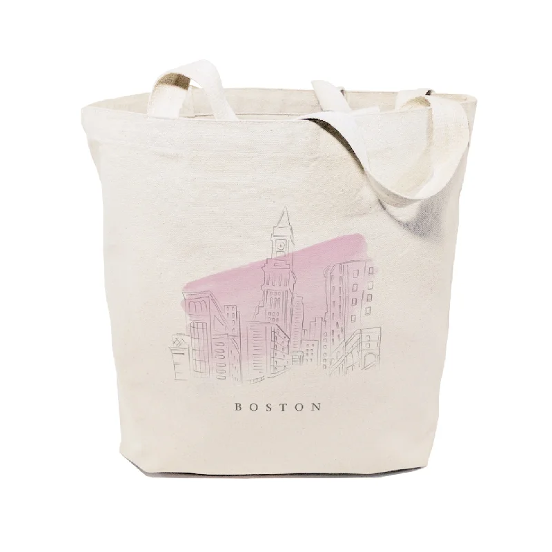 Boston Cityscape Cotton Canvas Tote Bag