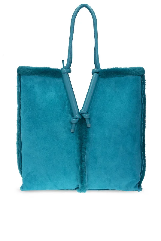 Bottega Veneta New Women's Suede Leather Bag In Turquoise Blue