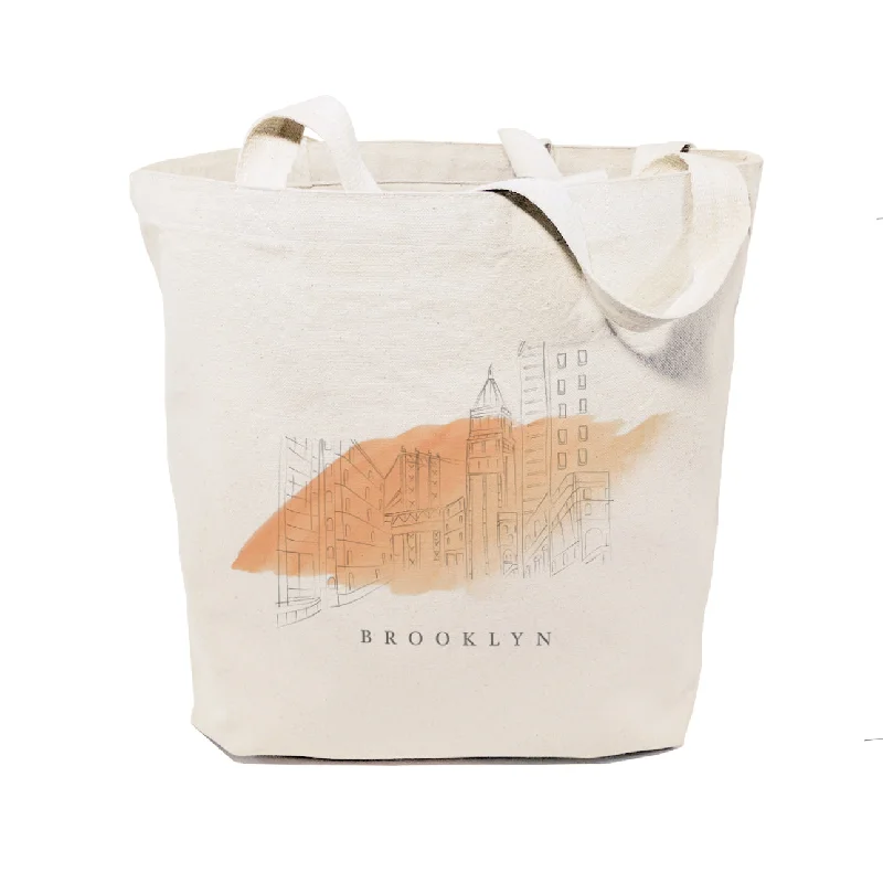 Brooklyn Cityscape Cotton Canvas Tote Bag