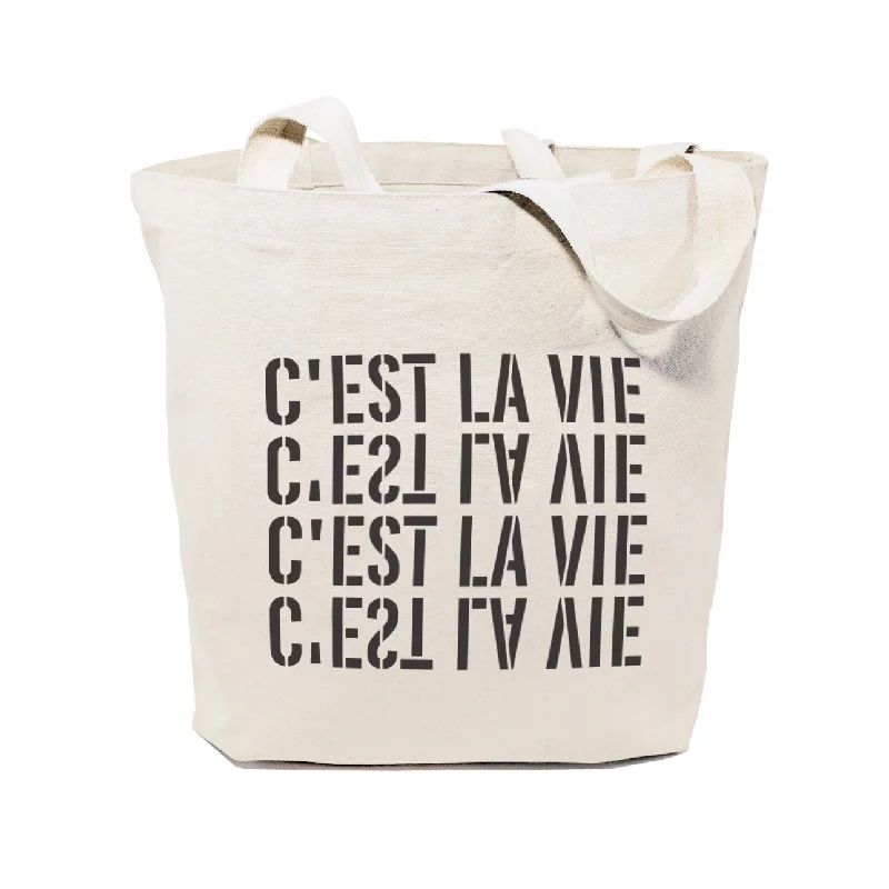 C'est La Vie Cotton Canvas Tote Bag