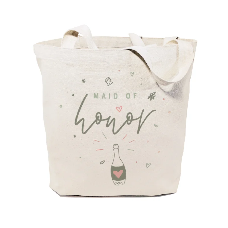 Champagne Celebration Maid of Honor Wedding Cotton Canvas Tote Bag