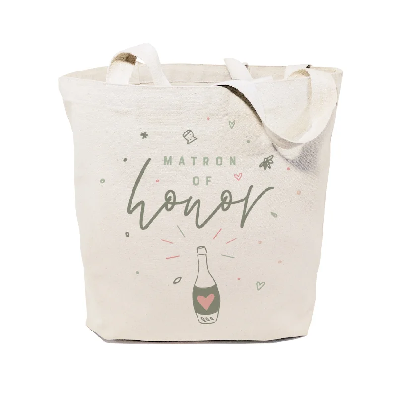 Champagne Celebration Matron of Honor Wedding Cotton Canvas Tote Bag