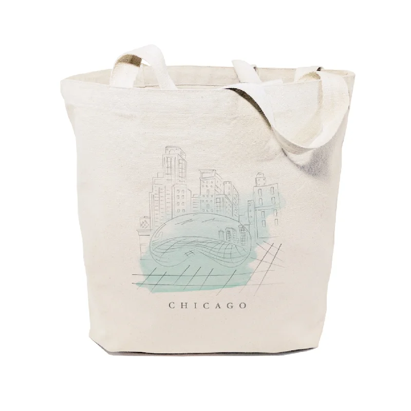 Chicago Cityscape Cotton Canvas Tote Bag