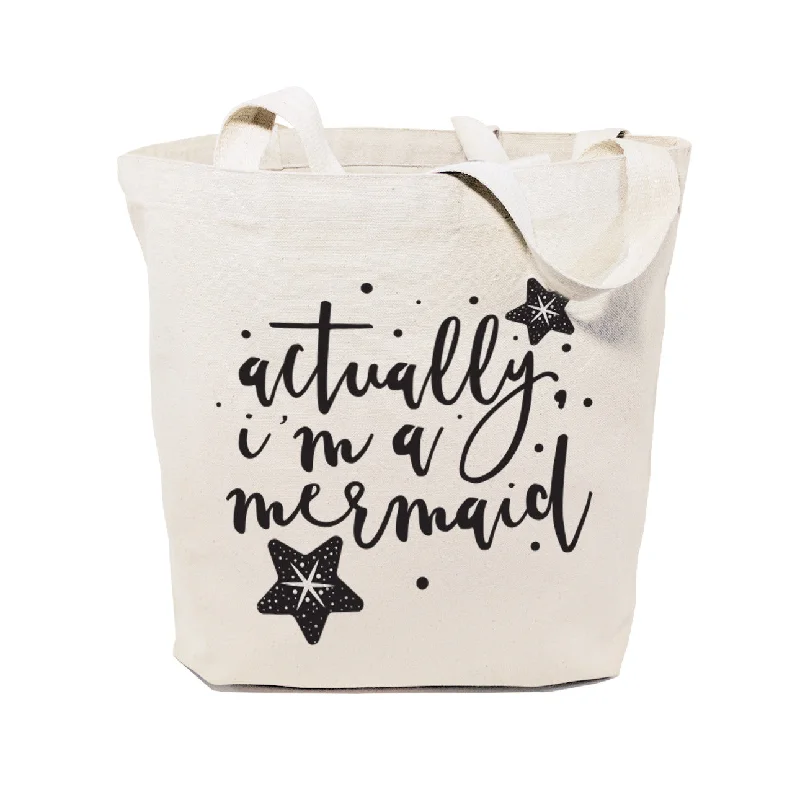 Actually, I'm a Mermaid Cotton Canvas Tote Bag