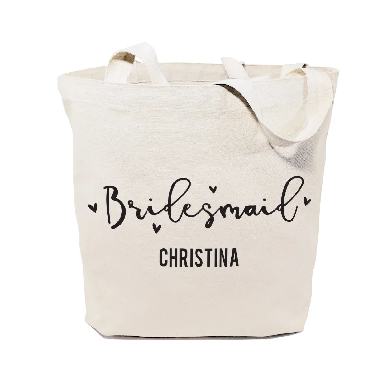 Bridesmaid Personalized Wedding Cotton Canvas Tote Bag