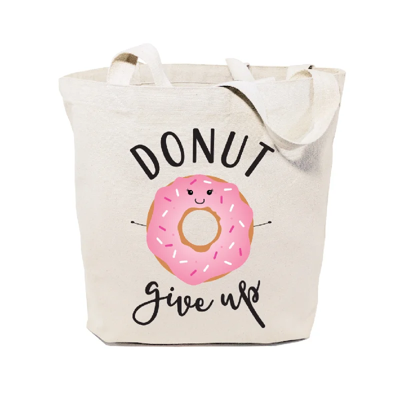 Donut Give Up Cotton Canvas Tote Bag