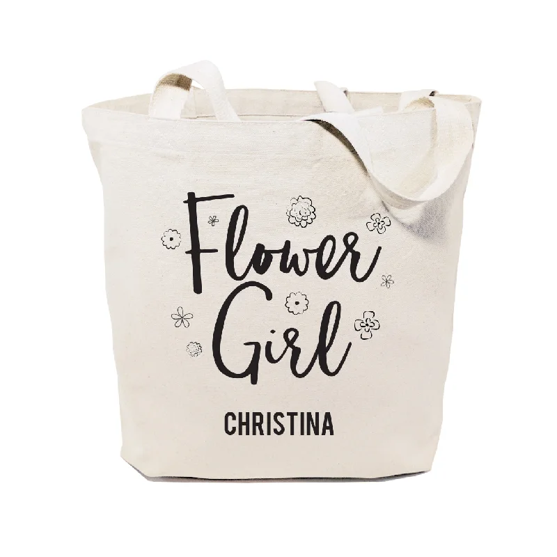 Flower Girl Personalized Wedding Cotton Canvas Tote Bag