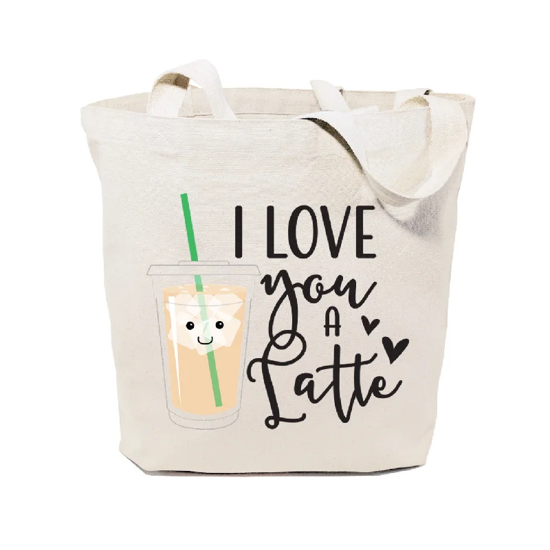 I Love You a Latte Cotton Canvas Tote Bag