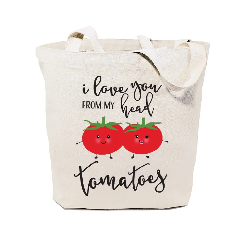 I Love You From My Head Tomatoes Cotton Canvas Tote Bag