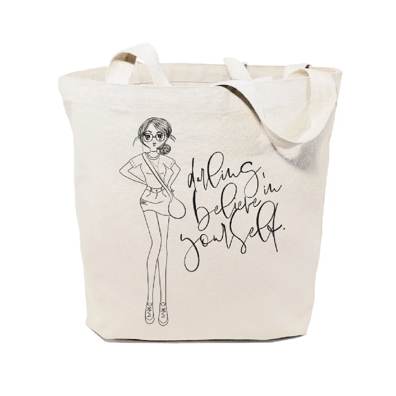 Darling, Believe in Yourself Cotton Canvas Tote Bag