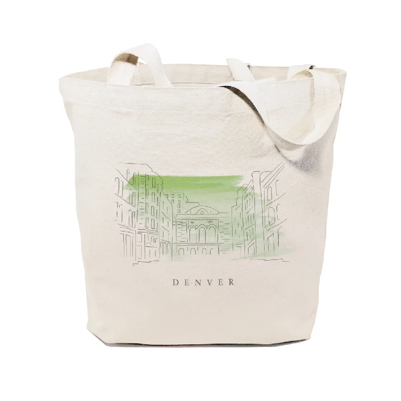 Denver Cityscape Cotton Canvas Tote Bag