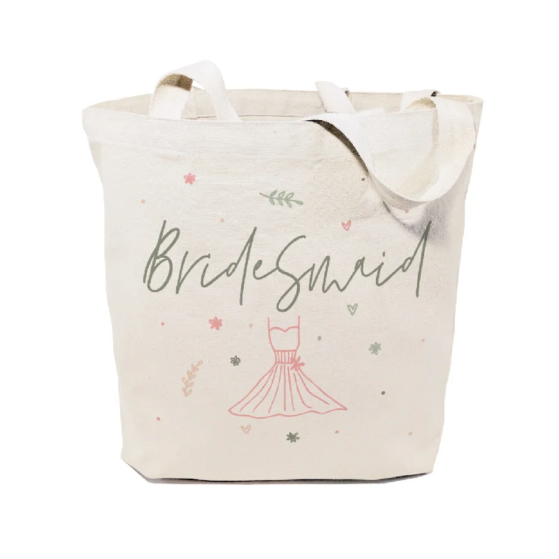 Floral Bridesmaid Wedding Cotton Canvas Tote Bag