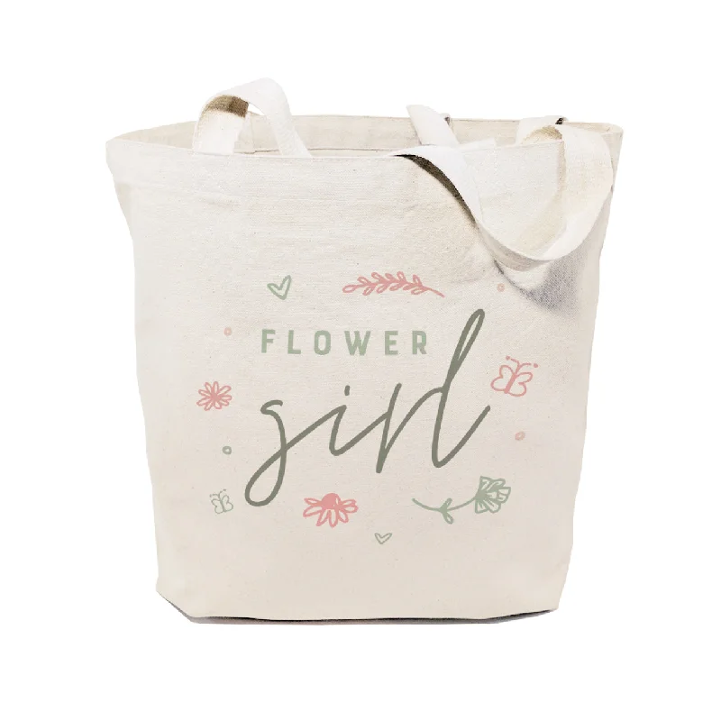 Floral Flower Girl Wedding Cotton Canvas Tote Bag