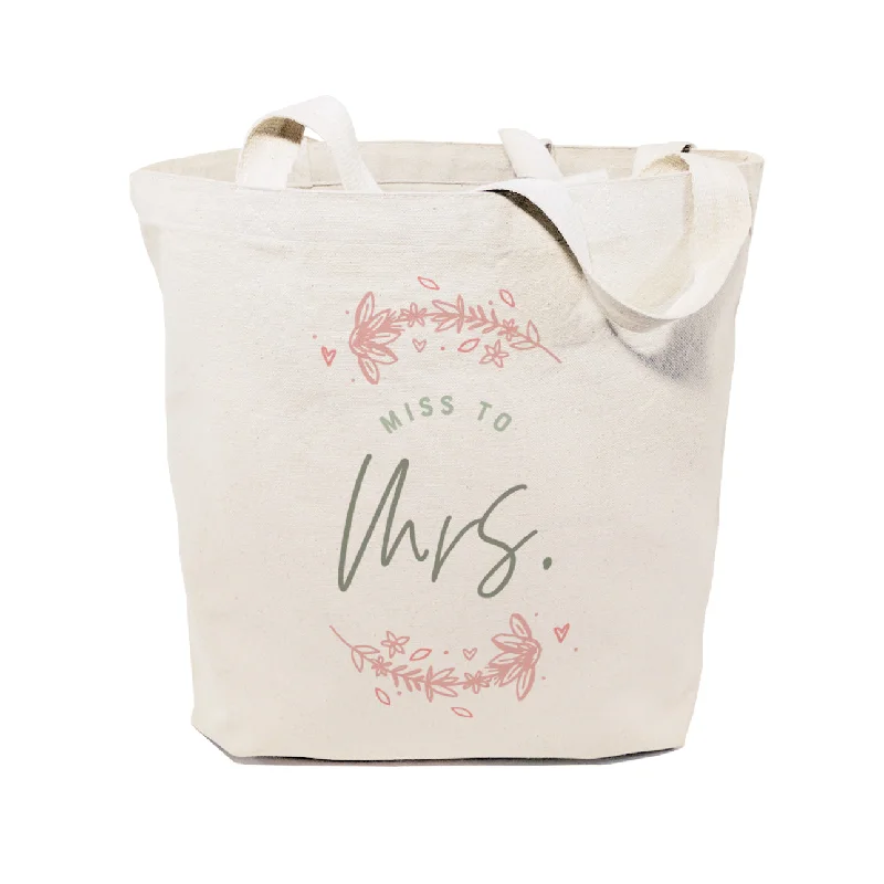 Floral Miss to Mrs. Wedding Cotton Canvas Tote Bag