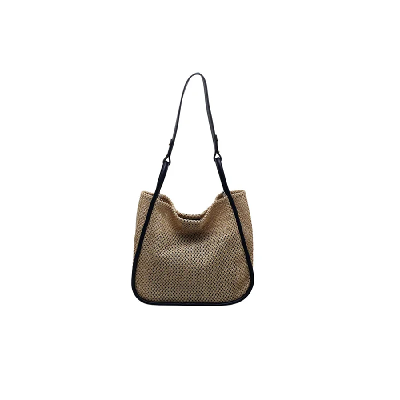 New Tote Personality Contrast Color Shoulder Weave Bag