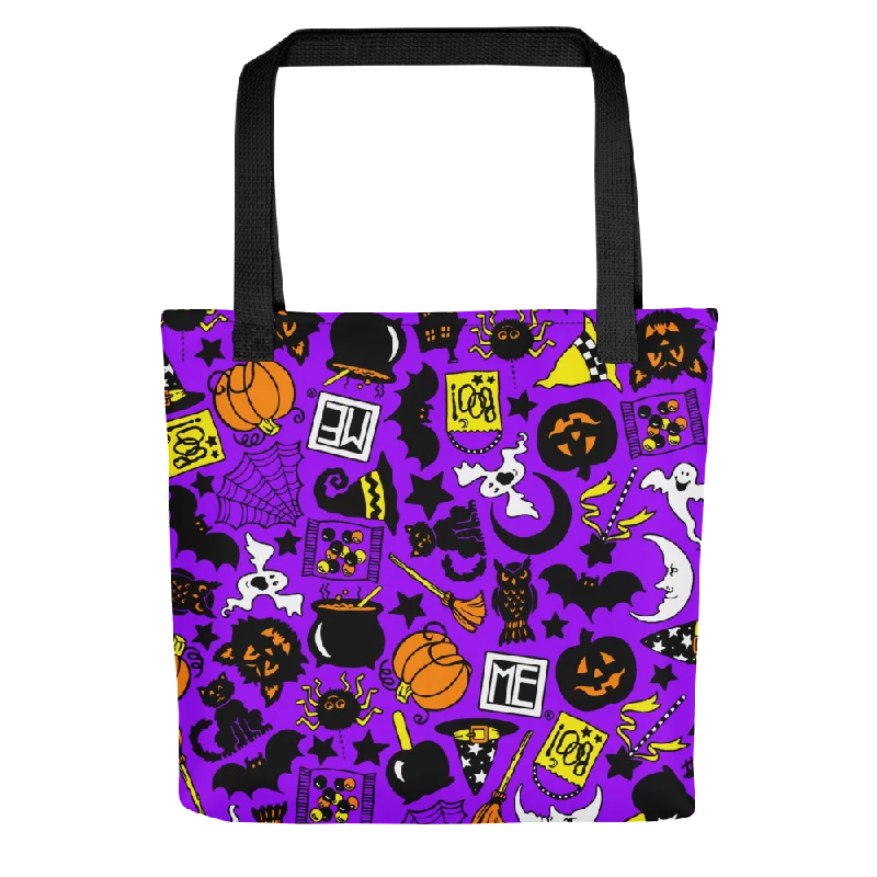 Purple Halloween Icons Tote Bag