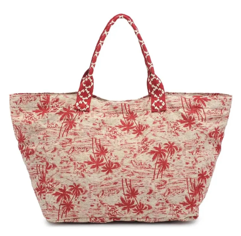 Women's Marbella Print Tote Bag In Red