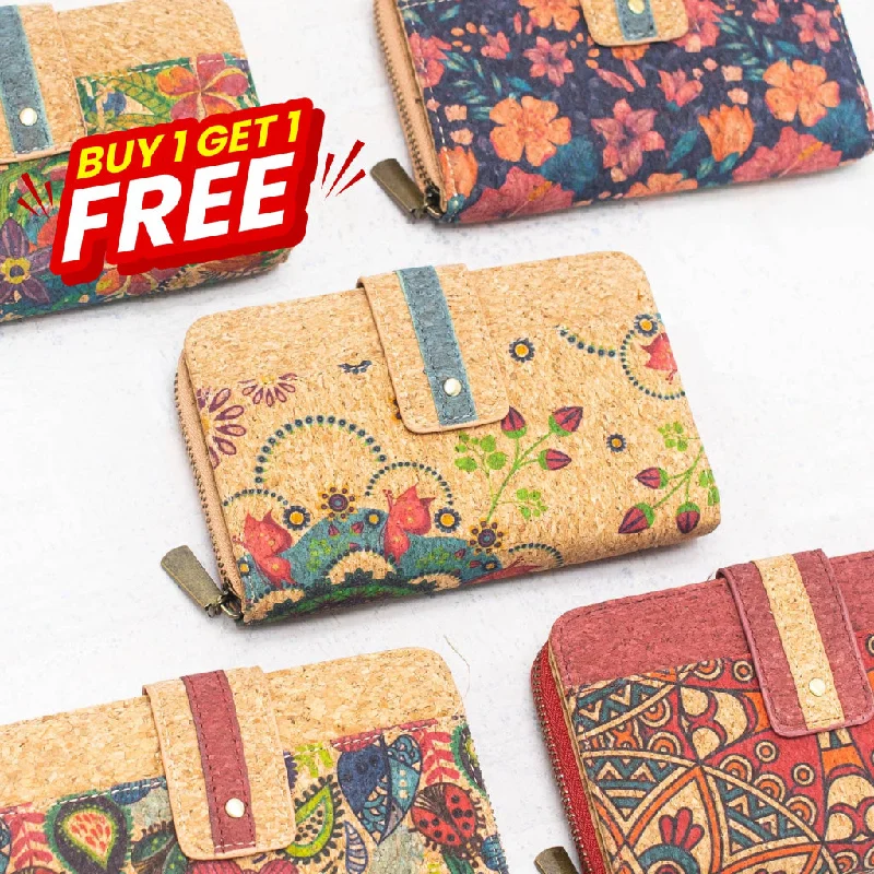 BUY 1 GET 1 FREE: All cork Color cork Square-mini–cork Wallet –BAG-2221