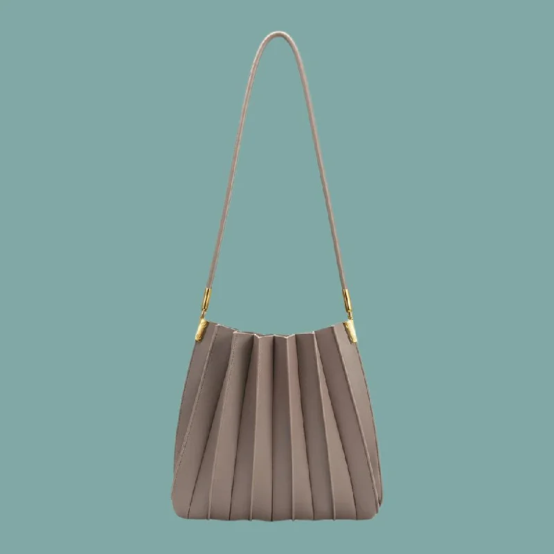 Carrie Pleated Shoulder Bag - Mushroom