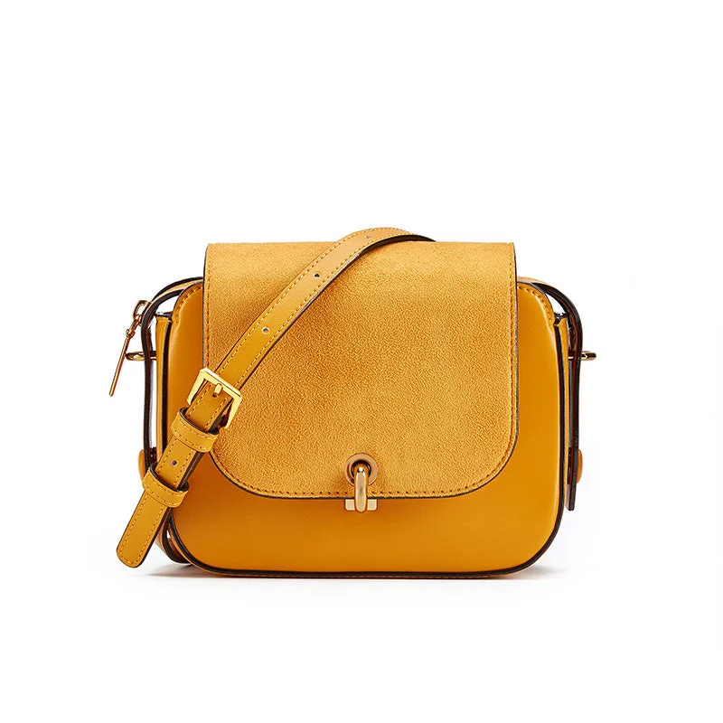 Chic Women Orange Leather Crossbody Bags Shoulder Bag for Women