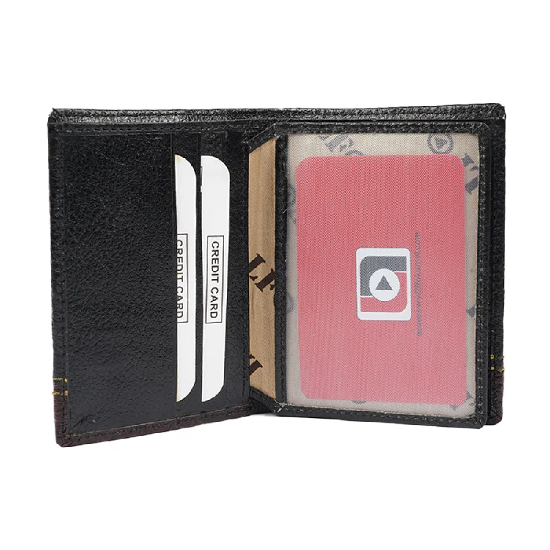 Black Leather Bifold Wallet for Men