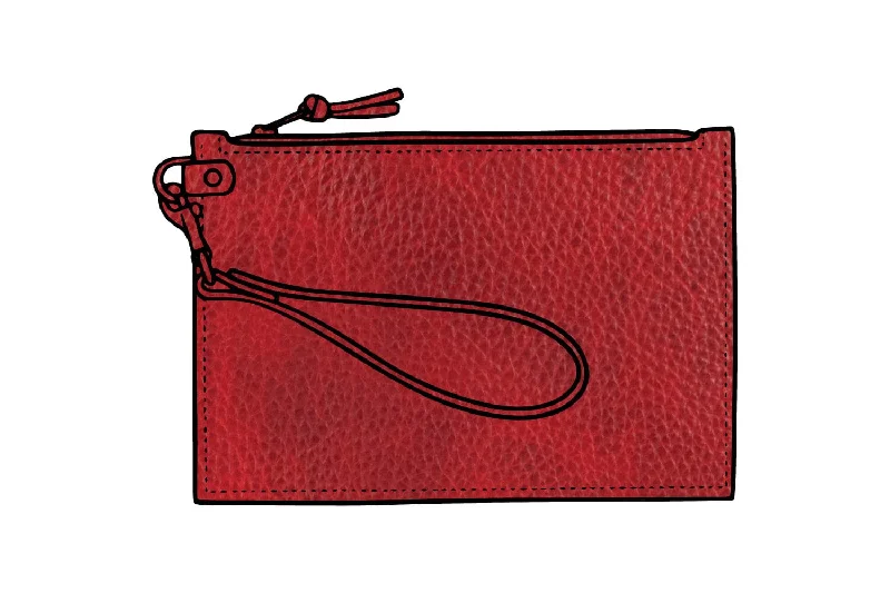 FELICITY ZIPPERED CLUTCH WITH WRISTLET LARGE - CRANBERRY