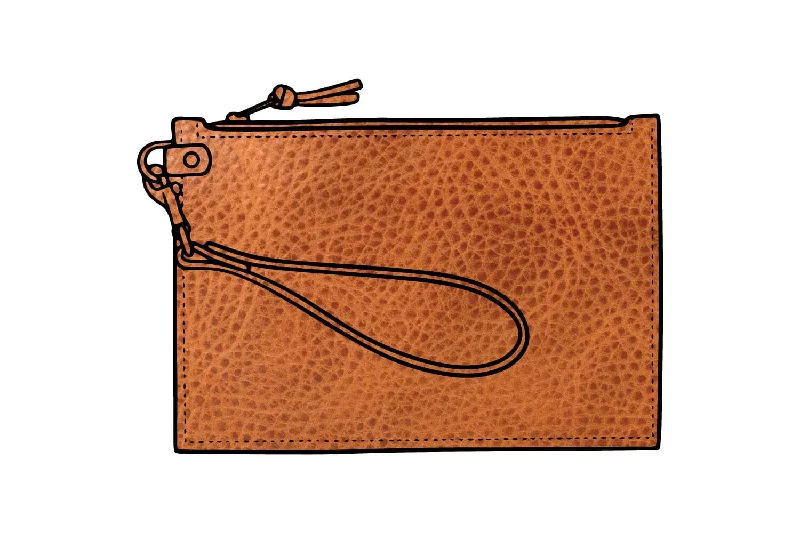 FELICITY ZIPPERED CLUTCH WITH WRISTLET LARGE - HONEY