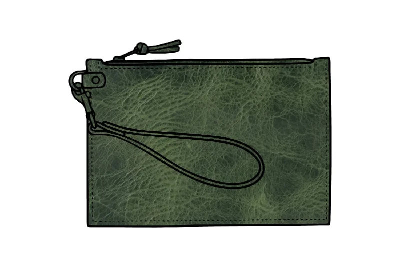 FELICITY ZIPPERED CLUTCH WITH WRISTLET LARGE - JADE BISON