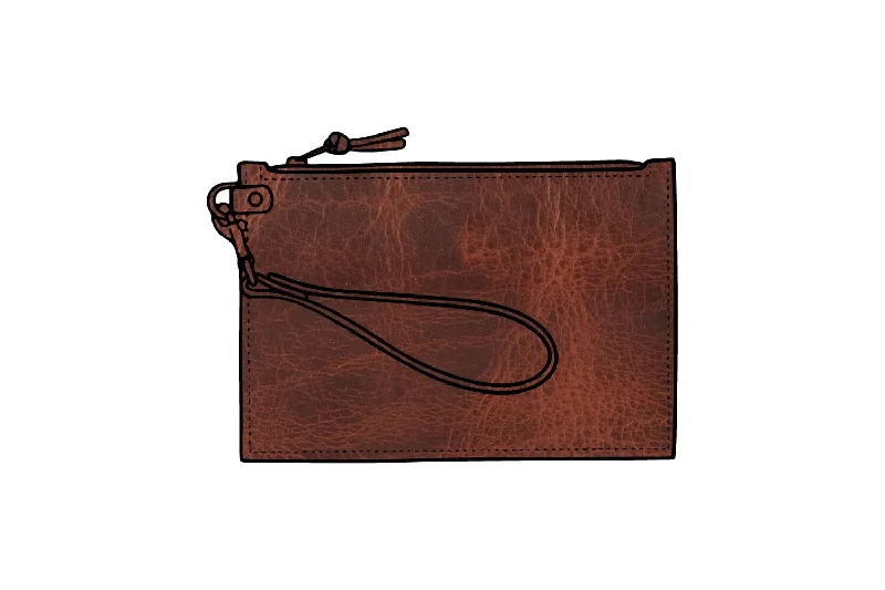 FELICITY ZIPPERED CLUTCH WITH WRISTLET - SMALL - WHISKY BISON