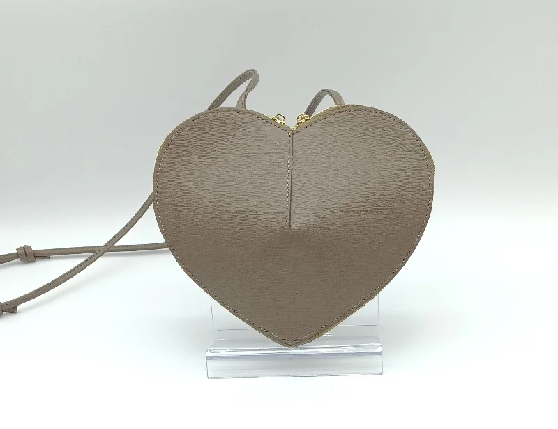 Genuine Saffiano Leather Heart Crossbody Handbag – Made In Italy - Dark Taupe