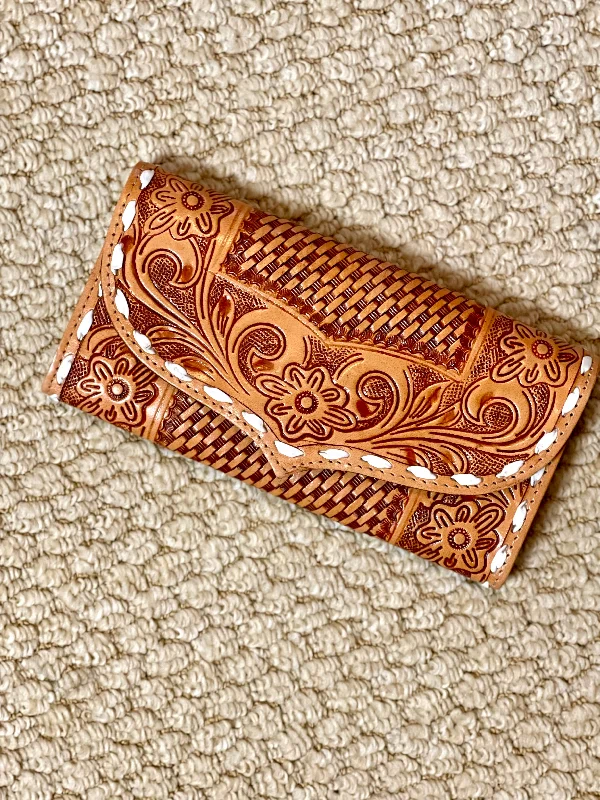 Honey Buck Tooled Leather Wallet