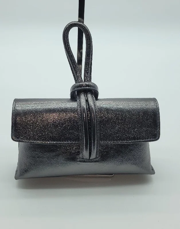 Genuine Pebble Leather Crossbody Handbag - Gunmetal – Made In Italy