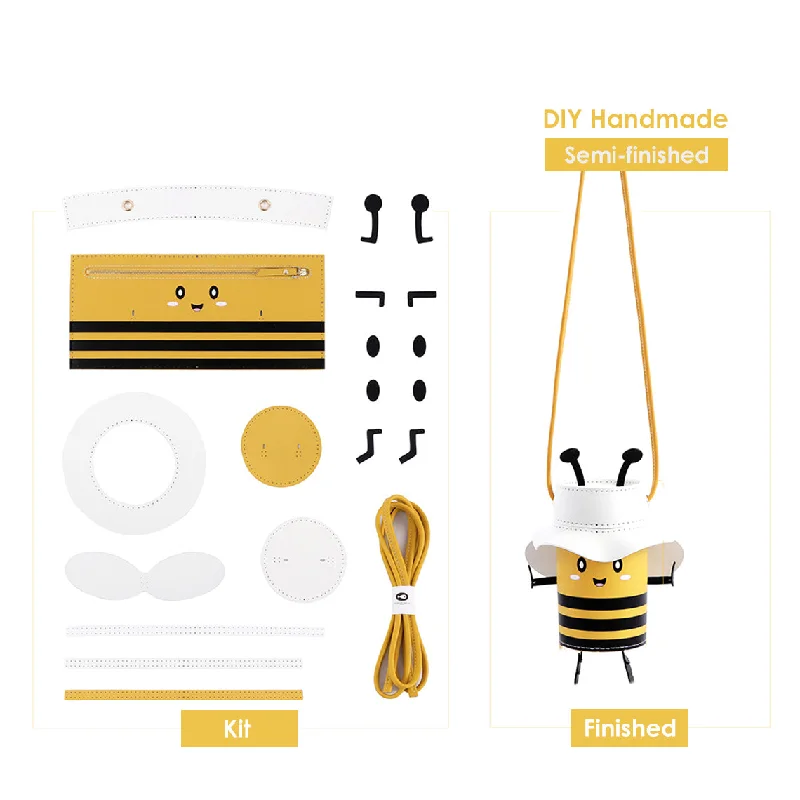 POPSEWING® Leather Lovely Bee Crossbody Bag For Kids DIY Kit