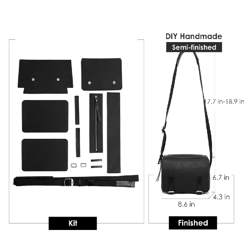 POPSEWING® Top Grain Leather Men Mini Messenger Bag DIY Kit