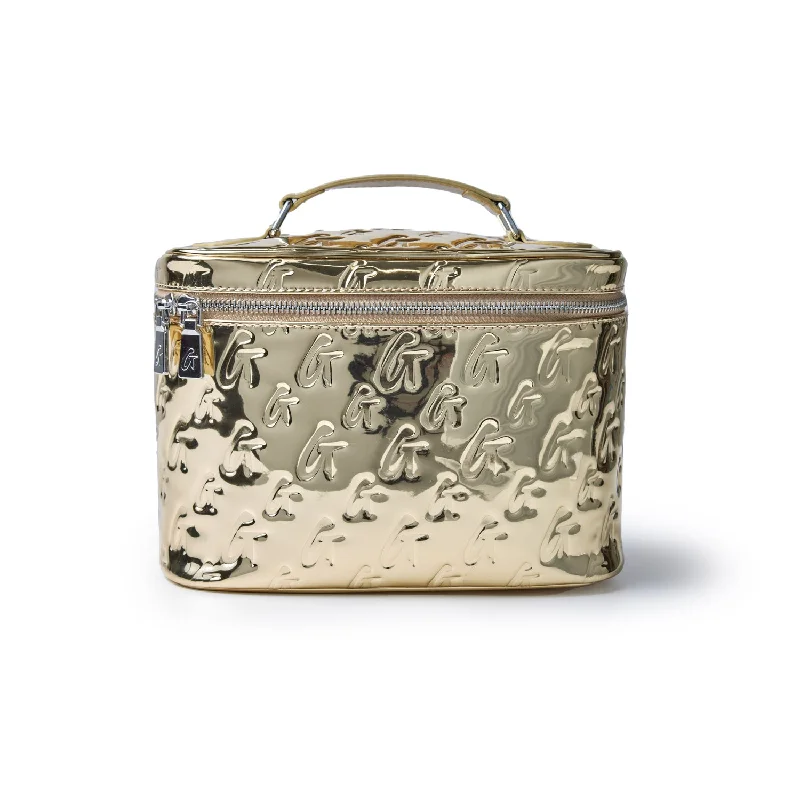 MONOGRAM LARGE COSMETIC TOILETRY BAG METALLIC GOLD