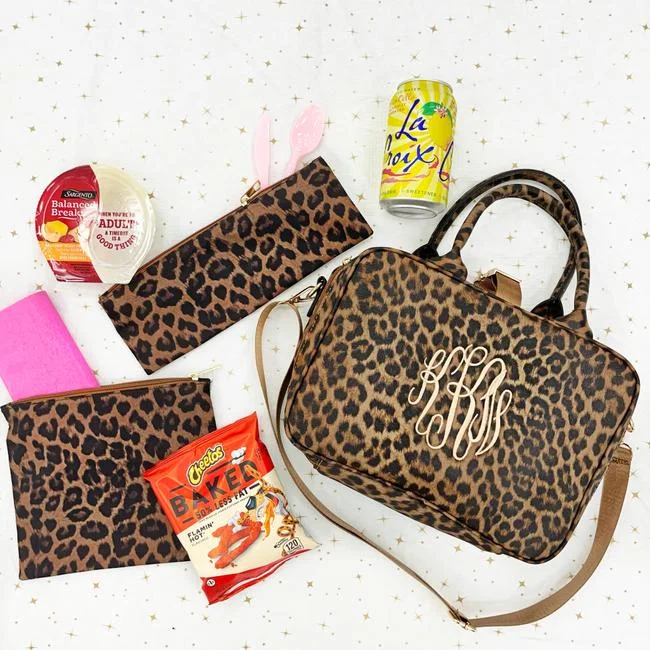 Monogram Leopard Lunch Tote