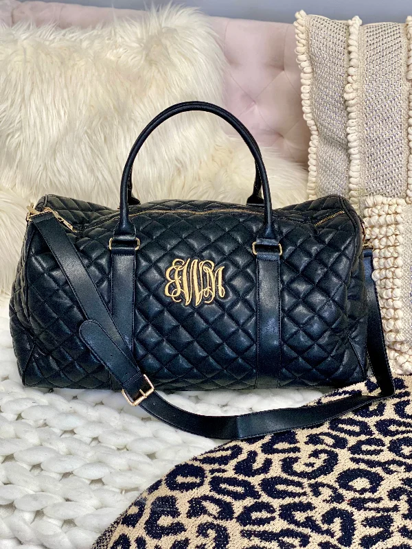 Monogram Luxe Black Quilted Duffle Bag