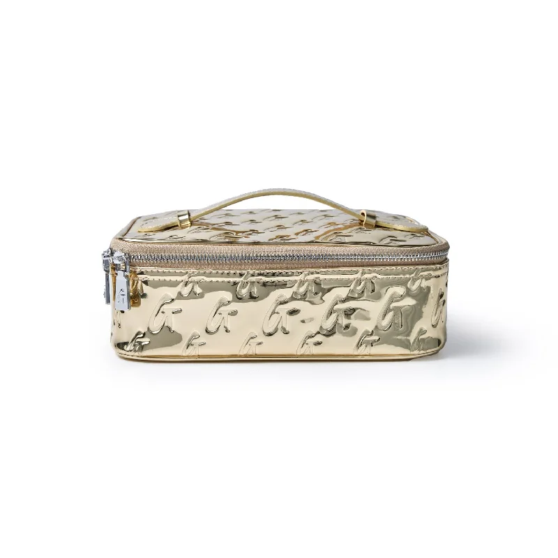 MONOGRAM MEDIUM COSMETIC TOILETRY BAG METALLIC GOLD