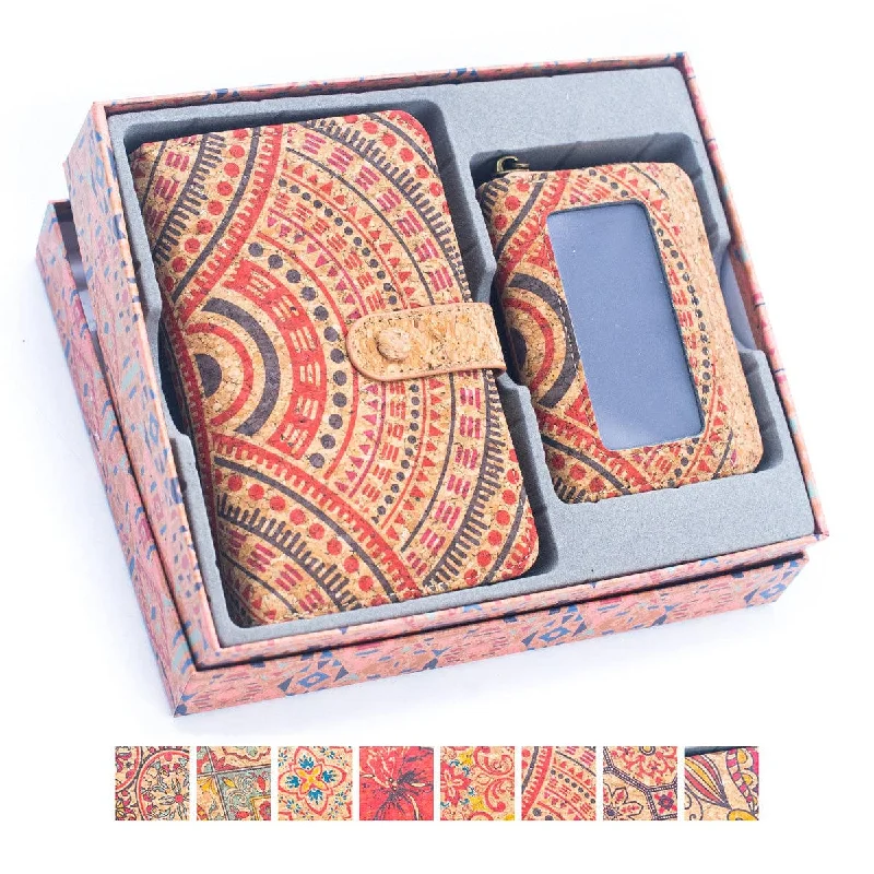 Natural Cork Material Gift Box Wallet for Women, 2-Piece Med HY-037