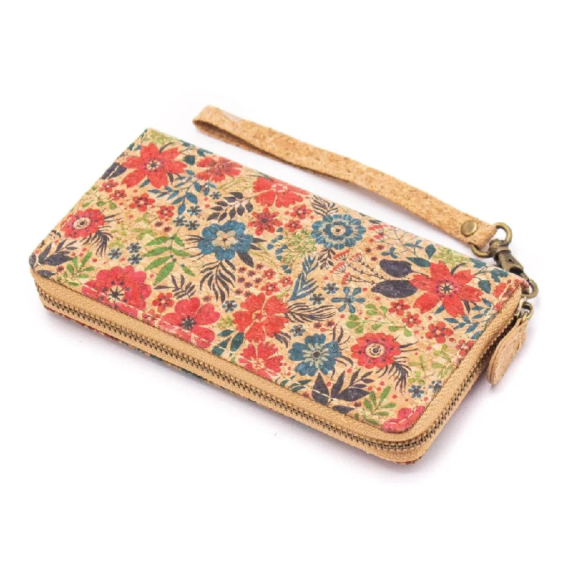 Natural cork with flower pattern zipper women wallet BAG-324-Q novo