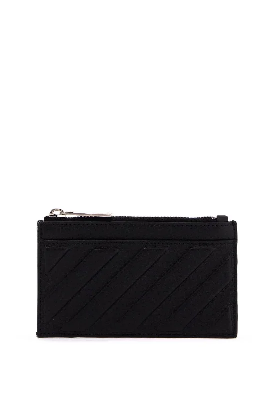 Off- Men's Leather Diag Card Holder