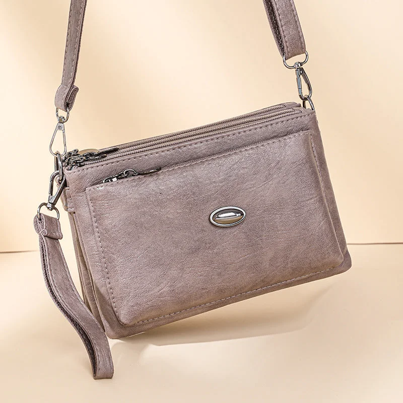 Plain Color Crossbody Bag For Women Vegan Leather Office Purse