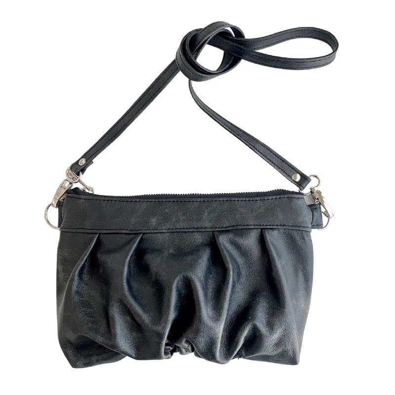 Ruche Clutch Crossbody in Antique Black