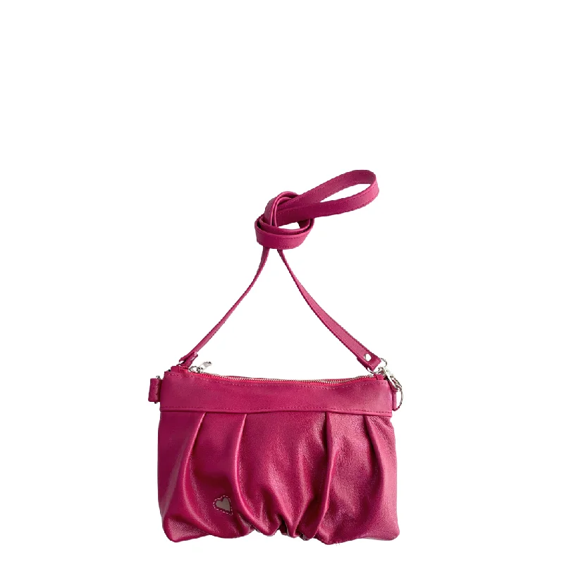 Ruche Clutch Crossbody in Magenta