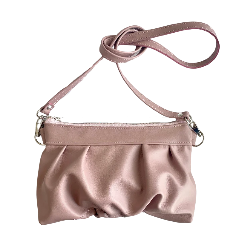 Ruche Clutch Crossbody in Dusty Rose