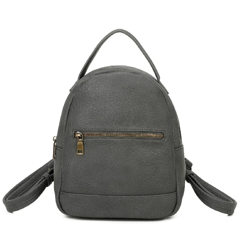 Sirena Sustainable Vegan Leather Simply and Modern Backpack - Dark Grey