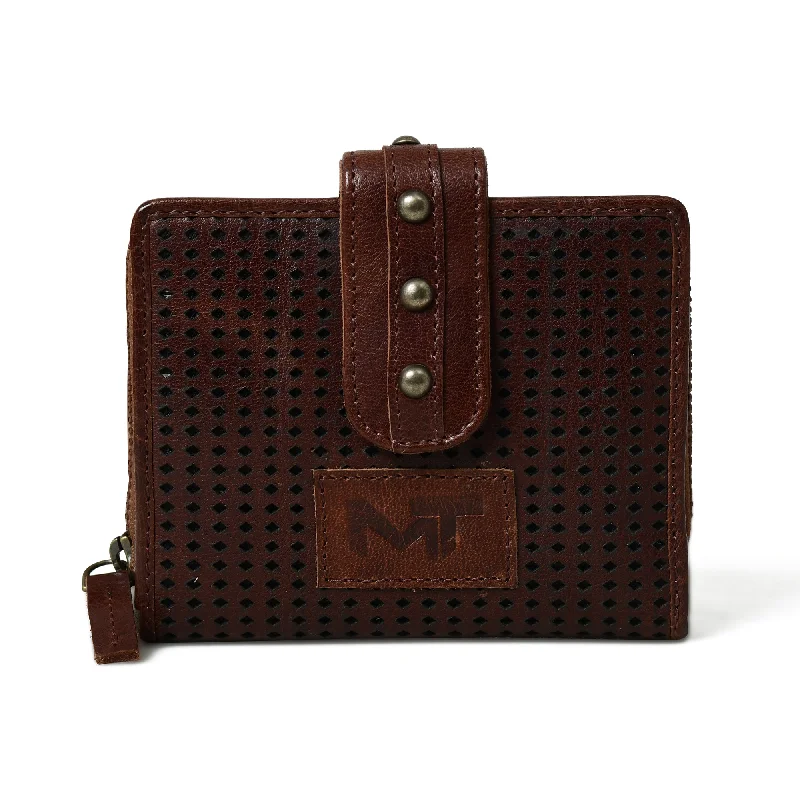 Textured Women's Bifold Wallet- Dark Brown