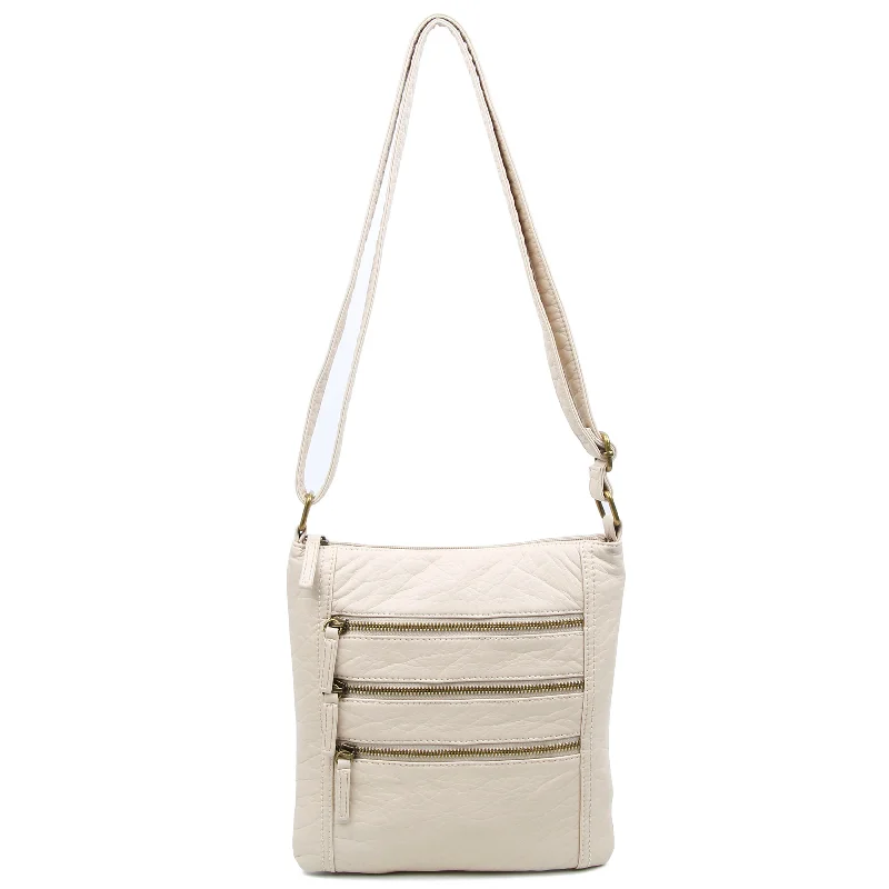 The Camile Three Zip Crossbody - Taupe